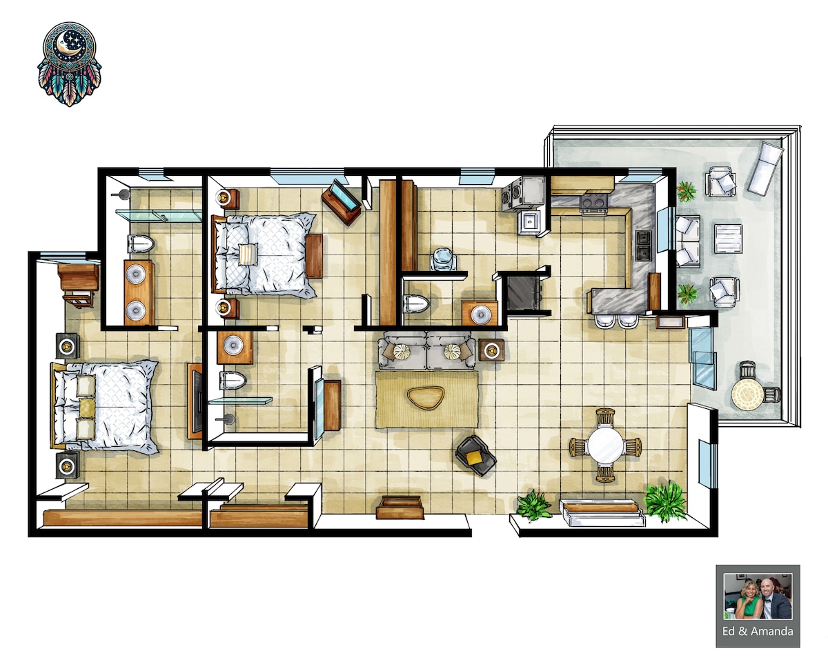 Floor plan of the two-bedroom apartment