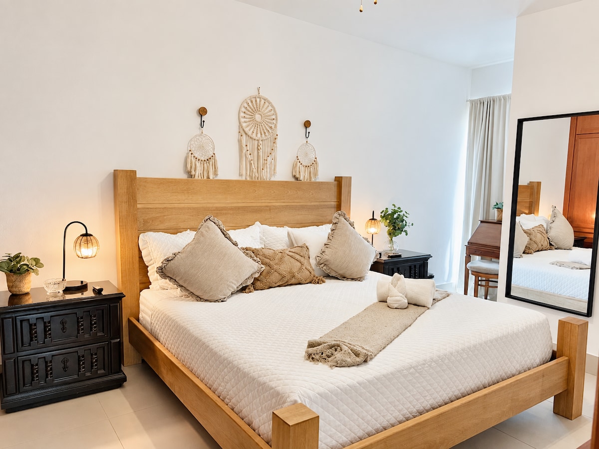 Primary bedroom with king bed