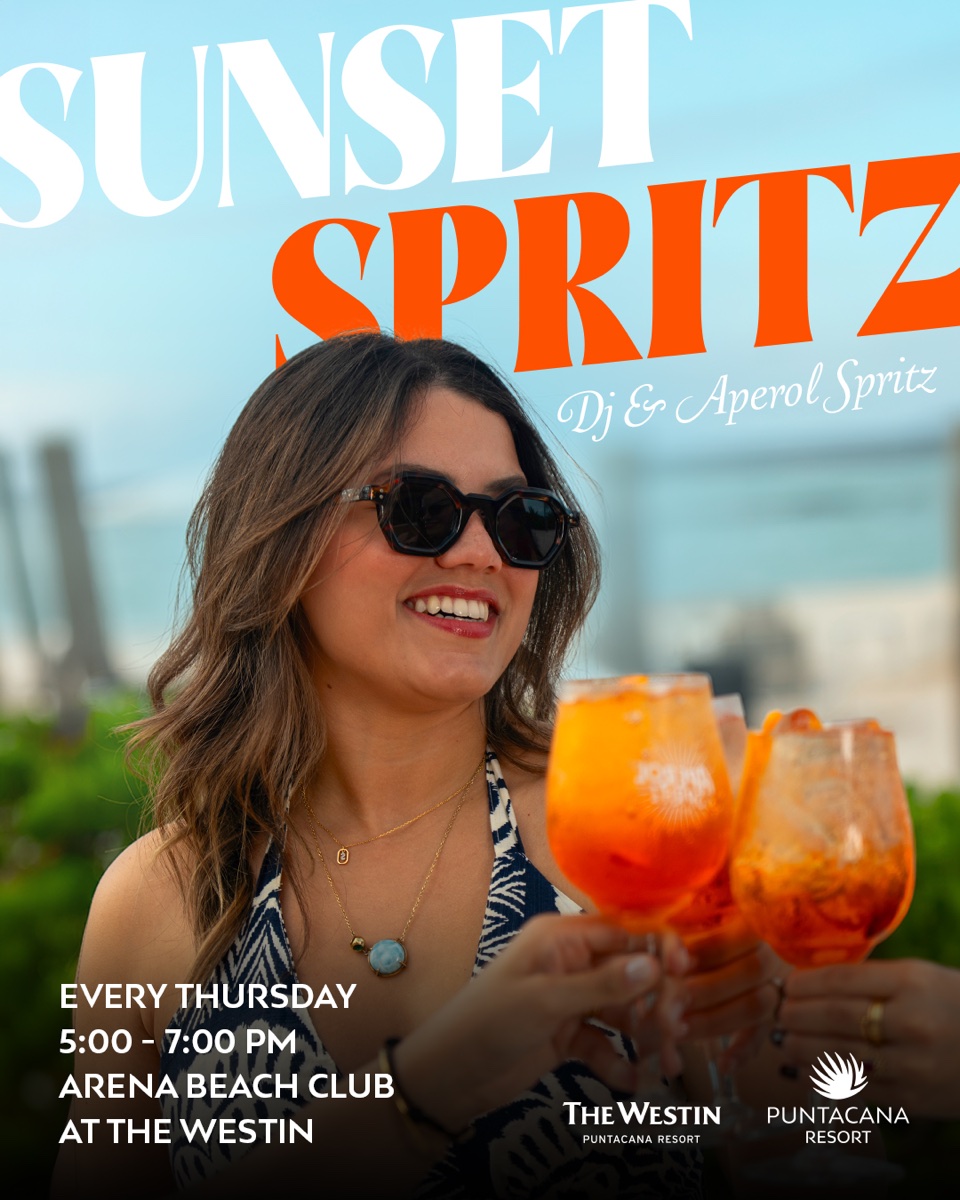 Sunset Spritz flyer for Thursday evenings at Arena Beach Club at The Westin