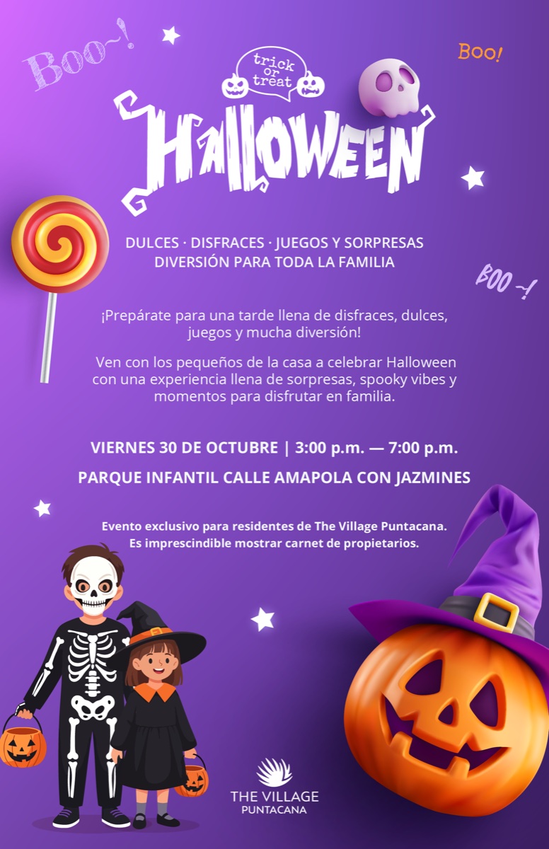 The Village Punta Cana flyer for its October 30 family Halloween event