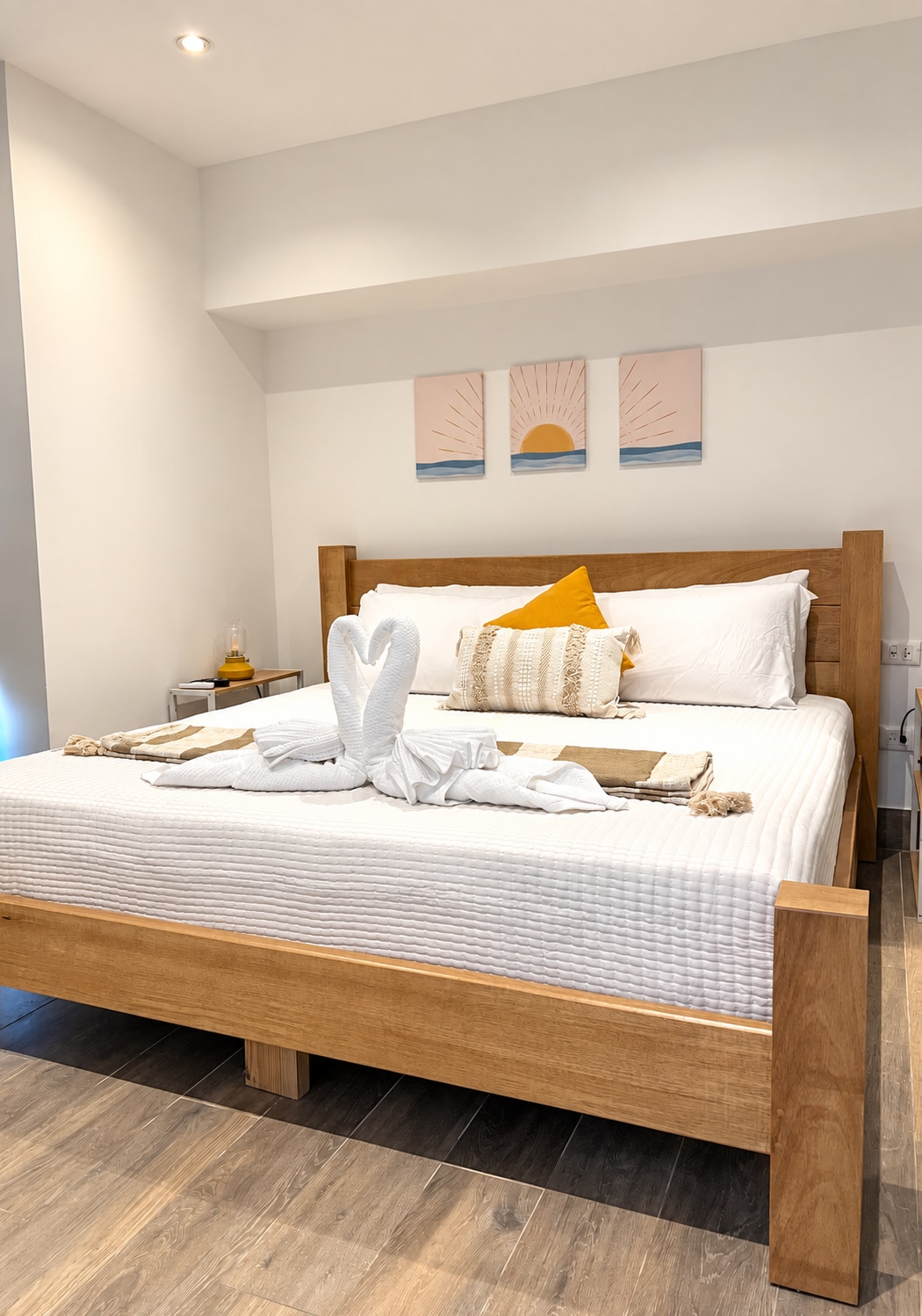 Bedroom with king bed and fresh linens